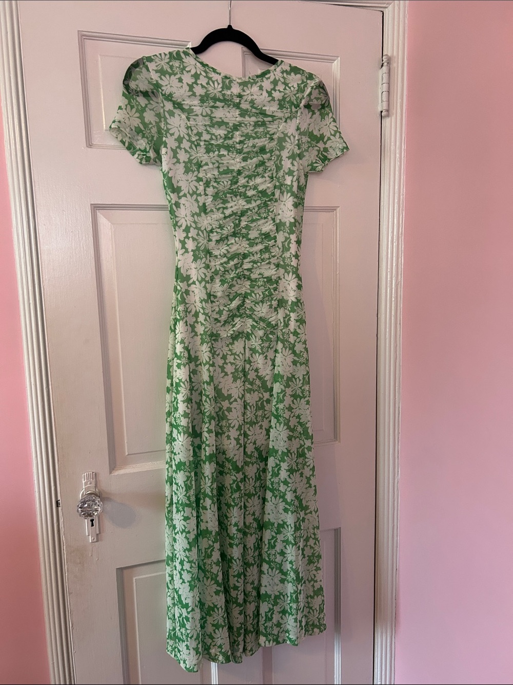 Topshop Green Floral Short-Sleeve Maxi Dress